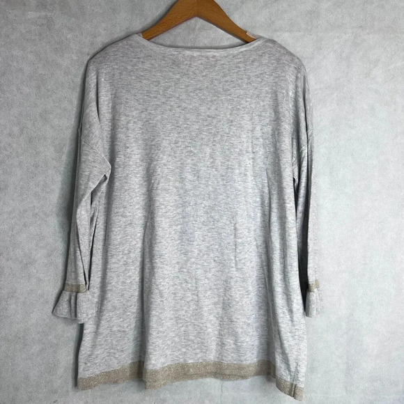 Lilly Pulitzer Charla Sweater CoolMax Heathered Crew Light Gray Size Medium - Picture 3 of 9
